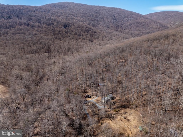 mountain view with a wooded view