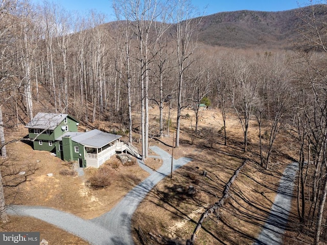 drone / aerial view with a mountain view