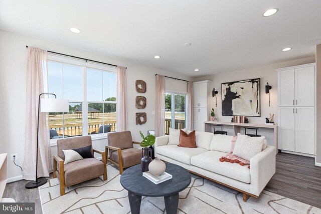 living room with hardwood / wood-style flooring