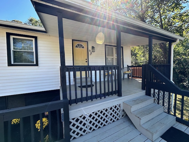 wooden deck with a porch