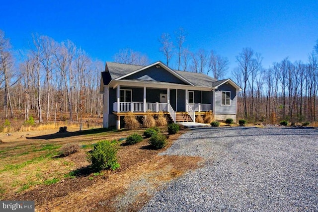 view of front facade featuring covered porch