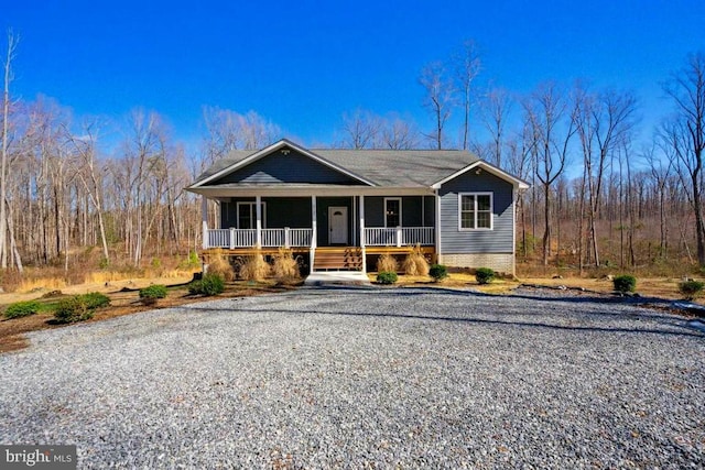 view of front facade featuring covered porch