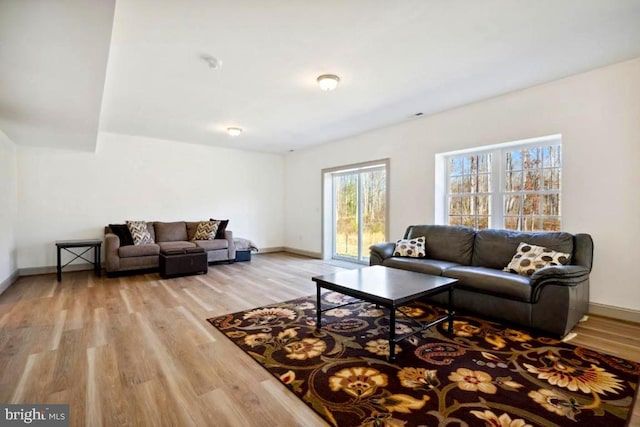 living room featuring light wood-type flooring