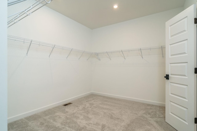 spacious closet with light carpet