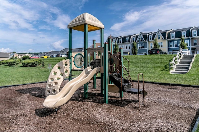 view of playground featuring a yard