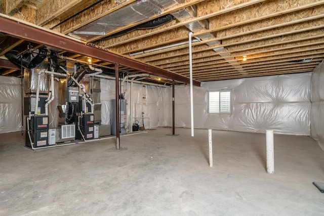 basement with gas water heater