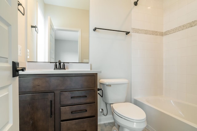 full bathroom with vanity, shower / washtub combination, and toilet