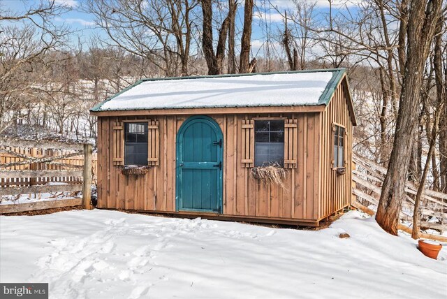 view of snow covered structure