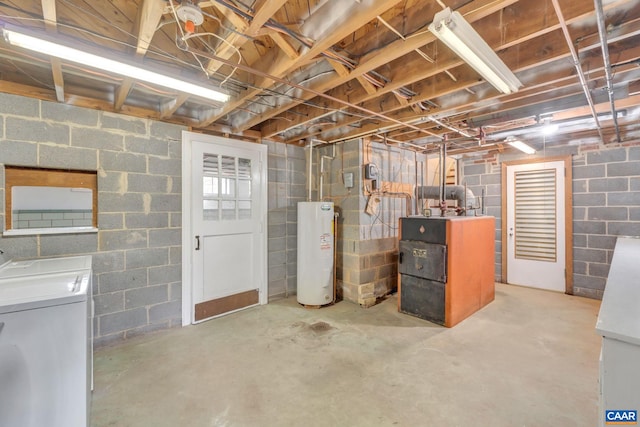 basement featuring separate washer and dryer and gas water heater