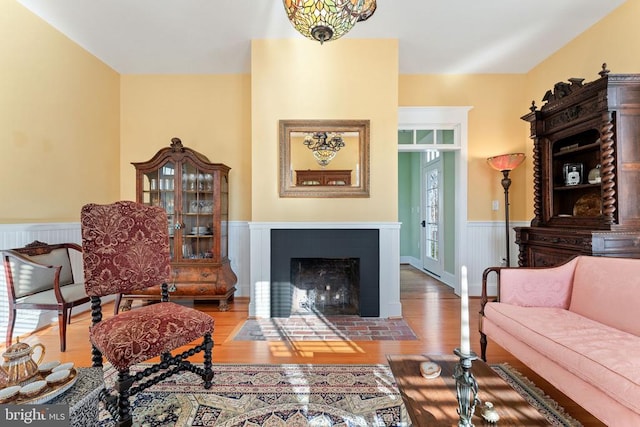 living area with wood-type flooring