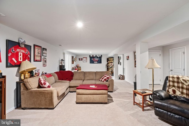 view of carpeted living area