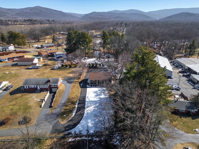 aerial view with a mountain view