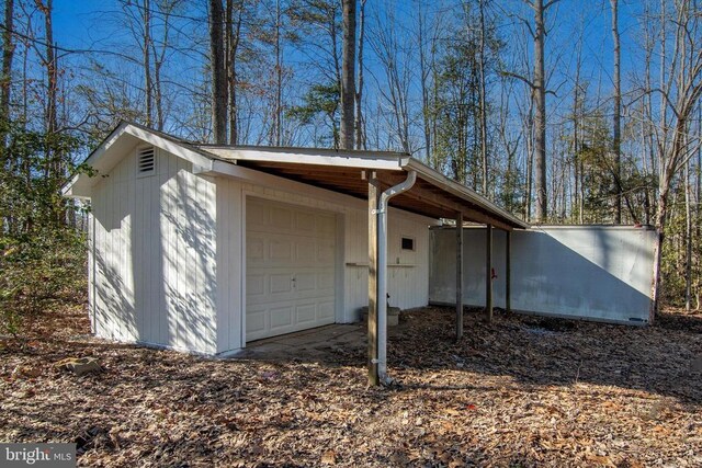 exterior space featuring a garage