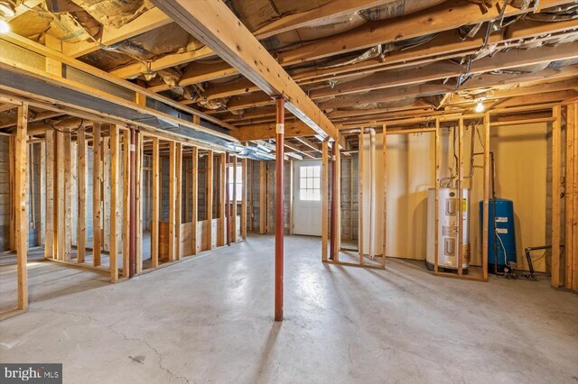 basement with water heater