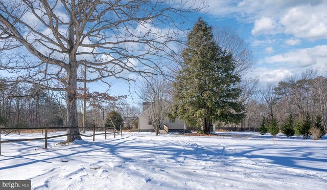 view of yard covered in snow