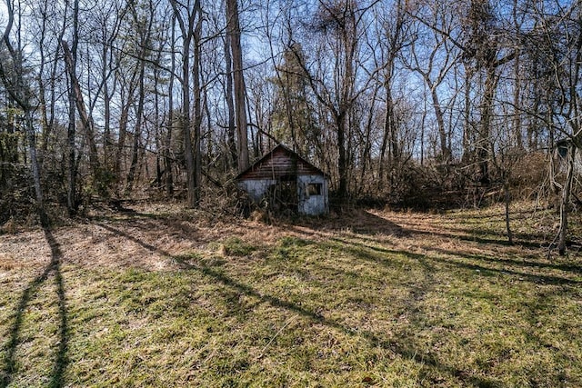 view of yard with an outdoor structure