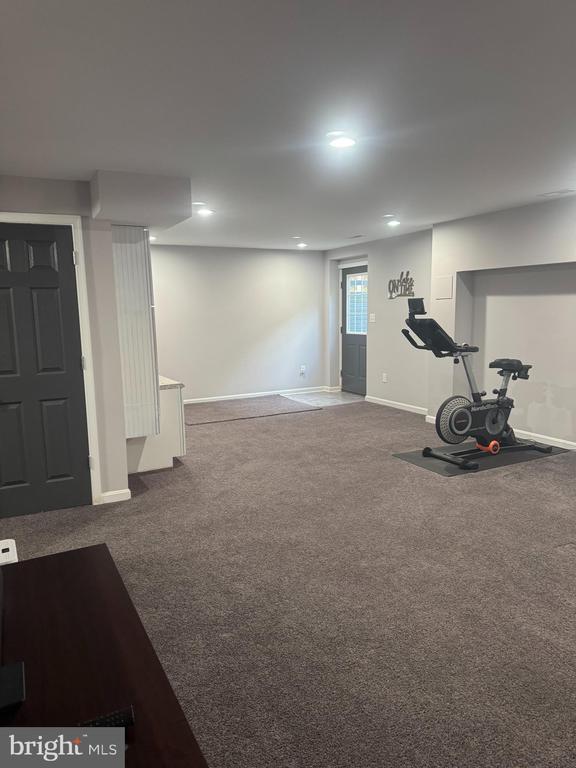 exercise room with carpet