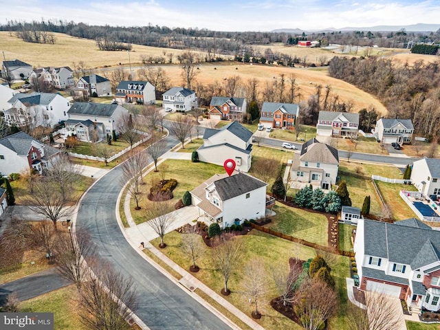 bird's eye view featuring a residential view