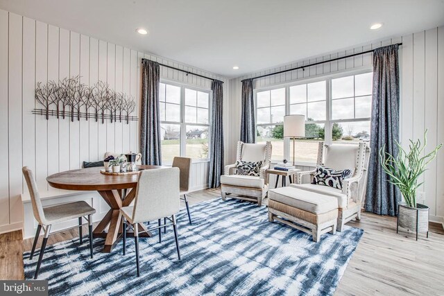 living area featuring light hardwood / wood-style floors