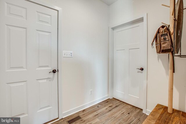 foyer entrance featuring light wood-type flooring