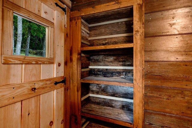 interior space with a barn door