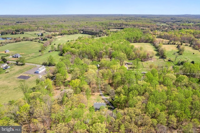 aerial view with a wooded view