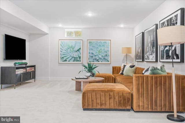 living room featuring carpet floors