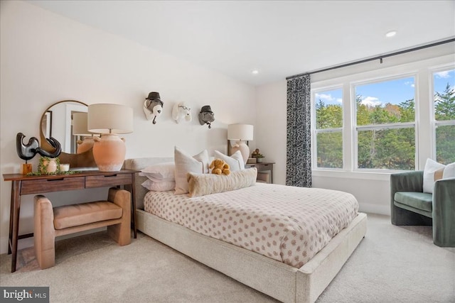 bedroom featuring multiple windows and carpet flooring