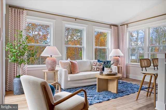 sunroom with vaulted ceiling