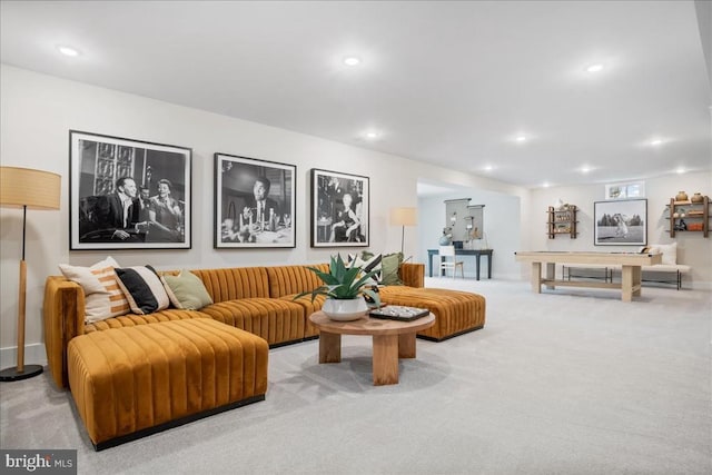 living room featuring carpet