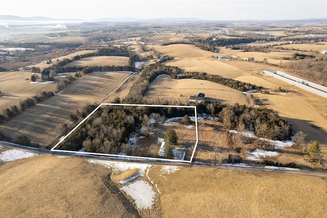 aerial view featuring a rural view