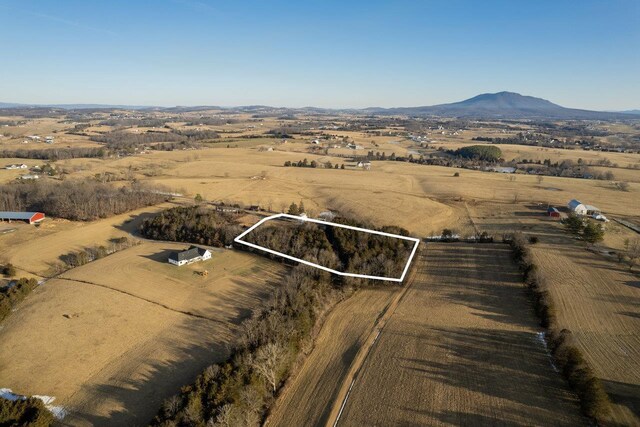 bird's eye view with a mountain view and a rural view