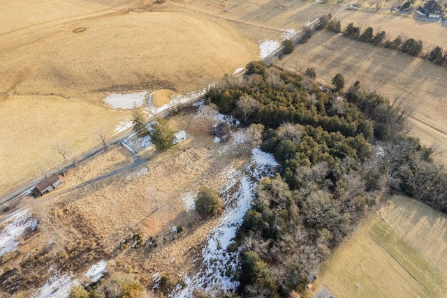 birds eye view of property featuring a rural view