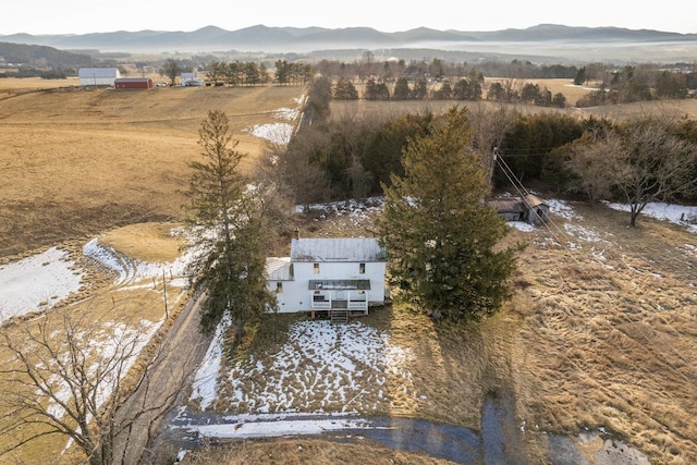 aerial view with a mountain view and a rural view