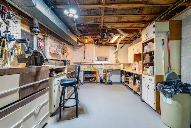 basement featuring a workshop area