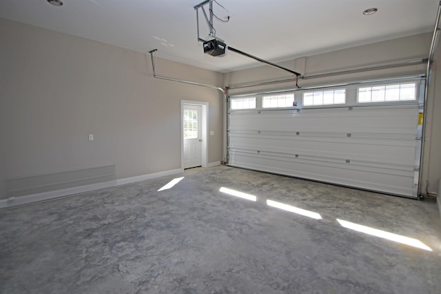 garage with a garage door opener