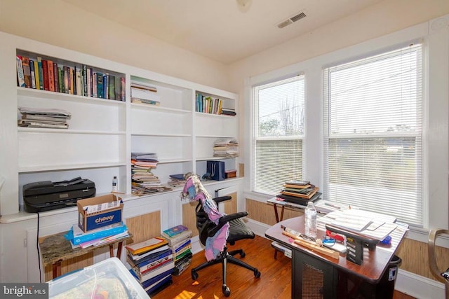 office featuring hardwood / wood-style floors