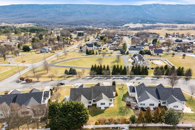 aerial view with a mountain view