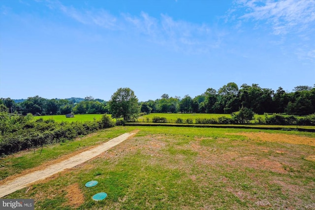 view of yard with a rural view