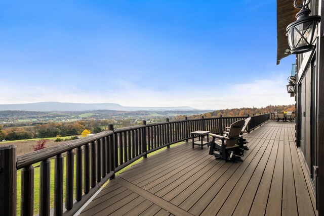 deck featuring a mountain view