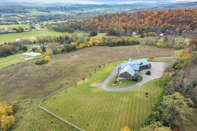 drone / aerial view with a rural view