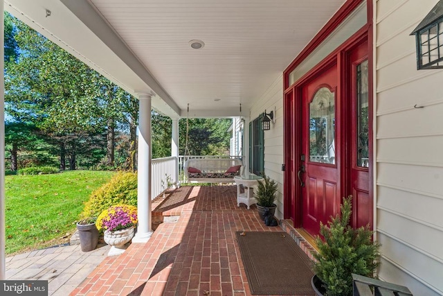 view of patio featuring covered porch