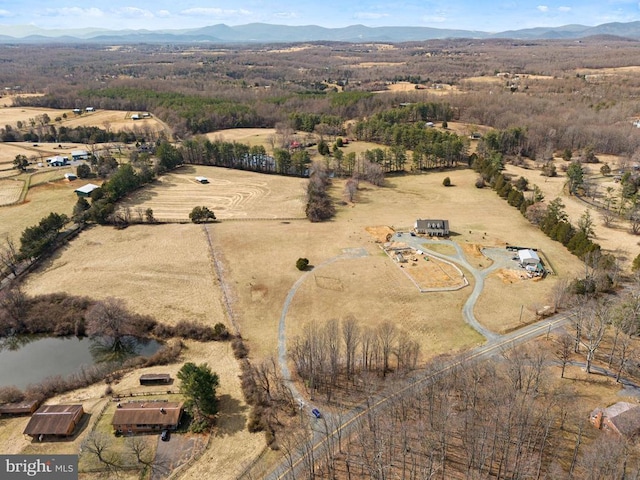 bird's eye view with a rural view and a mountain view