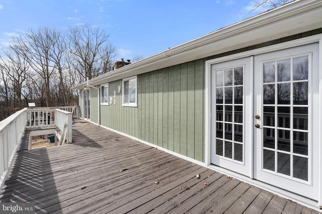 wooden deck with french doors