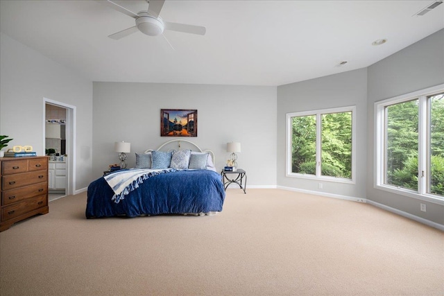 bedroom featuring carpet flooring and ceiling fan