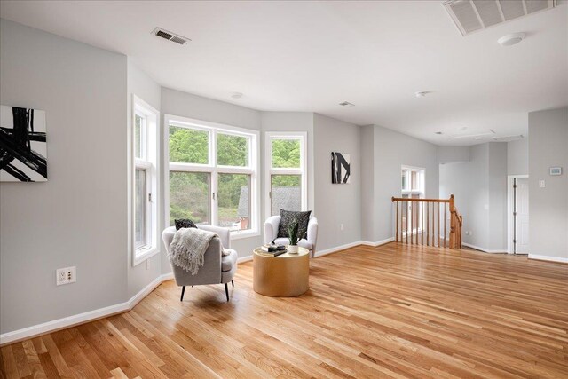 living area featuring light wood-type flooring