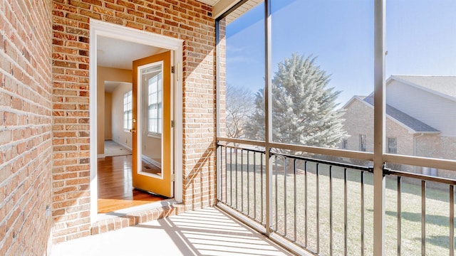 view of unfurnished sunroom