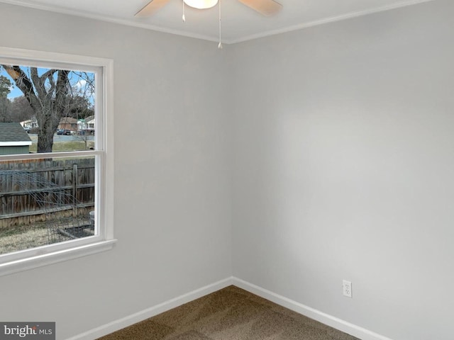 carpeted empty room with ceiling fan