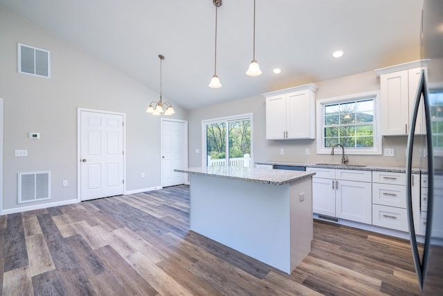 kitchen featuring a sink, white cabinets, and visible vents