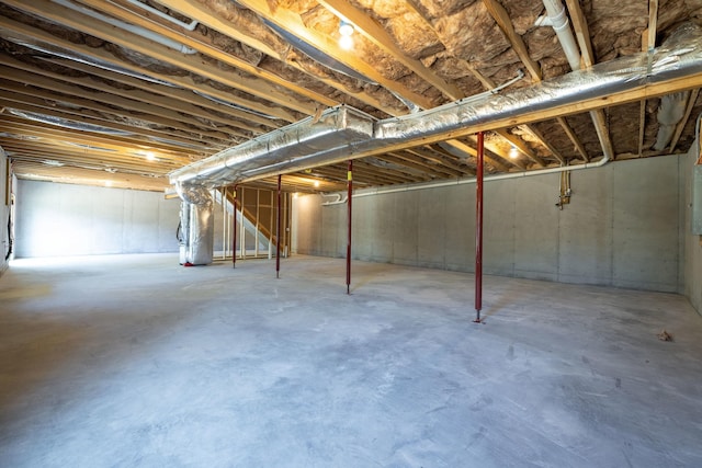 view of unfinished basement